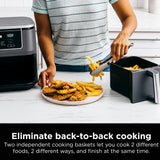 Ninja DZ401 Foodi 10 Quart 6-in-1 DualZone XL 2-Basket Air Fryer with 2 Independent Frying Baskets, Match Cook & Smart Finish to Roast, Broil, Dehydrate for Quick, Easy Family-Sized Meals, Grey brandscluster