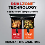 Ninja DZ401 Foodi 10 Quart 6-in-1 DualZone XL 2-Basket Air Fryer with 2 Independent Frying Baskets, Match Cook & Smart Finish to Roast, Broil, Dehydrate for Quick, Easy Family-Sized Meals, Grey brandscluster