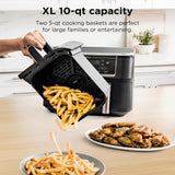Ninja DZ401 Foodi 10 Quart 6-in-1 DualZone XL 2-Basket Air Fryer with 2 Independent Frying Baskets, Match Cook & Smart Finish to Roast, Broil, Dehydrate for Quick, Easy Family-Sized Meals, Grey brandscluster