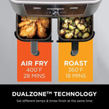 Ninja DZ401 Foodi 10 Quart 6-in-1 DualZone XL 2-Basket Air Fryer with 2 Independent Frying Baskets, Match Cook & Smart Finish to Roast, Broil, Dehydrate for Quick, Easy Family-Sized Meals, Grey brandscluster