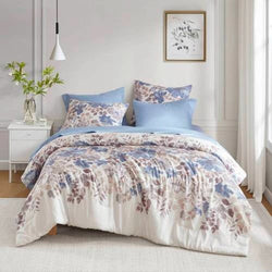 Floral Comforter Set with Bed Sheets & Pillow Covers – Blue Queen Size | Soft & Elegant Bedding brandscluster