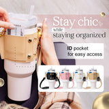 Water Bottle Handle Shoulder Strap For 30-40oz Bottles PU Leather Tumbler Handle Water Bottle Sling Accessory brandscluster