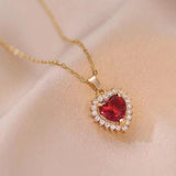 Fashion Micro-inlaid Pendant Ruby Heart Necklace brandscluster