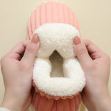 Winter Plush Home Shoes Fashion Solid Color Stripes Floor Bedroom Slippers Indoor Outdoor Garden Shoes For Women Men Couples brandscluster