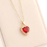 Fashion Micro-inlaid Pendant Ruby Heart Necklace brandscluster