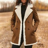 , Classic Notch Lapel Double-Breasted Jacket With Pockets And Plush Lining brandscluster