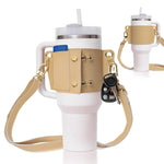 Water Bottle Handle Shoulder Strap For 30-40oz Bottles PU Leather Tumbler Handle Water Bottle Sling Accessory brandscluster