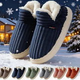 Winter Plush Home Shoes Fashion Solid Color Stripes Floor Bedroom Slippers Indoor Outdoor Garden Shoes For Women Men Couples brandscluster