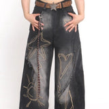 Deconstructed Embroidered Washed Jeans For Women, Autumn brandscluster