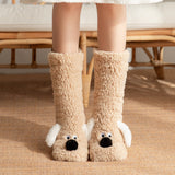Cute Cartoon Dog Floor Socks Winter Warm Non-slip Plush Socks For Women brandscluster