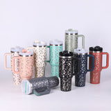 40 Oz Tumbler With Handle Straw Insulated, Stainless Steel Spill brandscluster