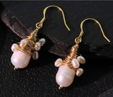Natural Pearl Embellished Wire-wrapped Earrings Fresh And Sweet brandscluster