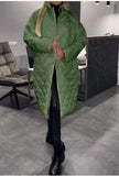 Winter Rhombus Stitching Coat Warm Solid Color Pocket Lapel Long Jacket Women's Clothing brandscluster