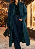 Plaid Casual Long Wool Coat brandscluster