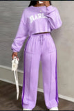 Printed Casual Cropped Sweatshirt And Wide-leg Pants Set brandscluster