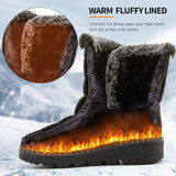 Snow Boots Winter Warm Hook And Loop Fastener Plush Shoes Women Waterproof Low Heels Platform Ankle Boots brandscluster