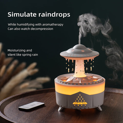 Raining Humidifier UFO Raindrop Aromatherapy Ultrasonic Water Drop Air Rain Humidifier 350ml 7 Colors LED Lamp Raindrop Aroma Diffuser brandscluster