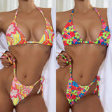 New Floral Drawstring Bikini Swimsuit Women brandscluster