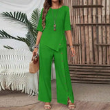 Elegant And Fashionable Casual Button Half-sleeve Shirt Loose Two-piece Set brandscluster