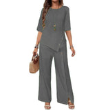 Elegant And Fashionable Casual Button Half-sleeve Shirt Loose Two-piece Set brandscluster