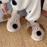 Dog Plush Toe Cap Cotton Slippers Female brandscluster