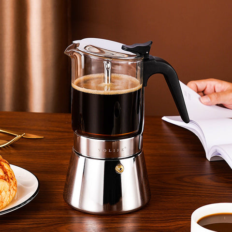 Household Convenient Glass Stainless Steel Coffee Mocha Pot 4.2 ⭐⭐⭐⭐⭐” 390 ratings - brandscluster