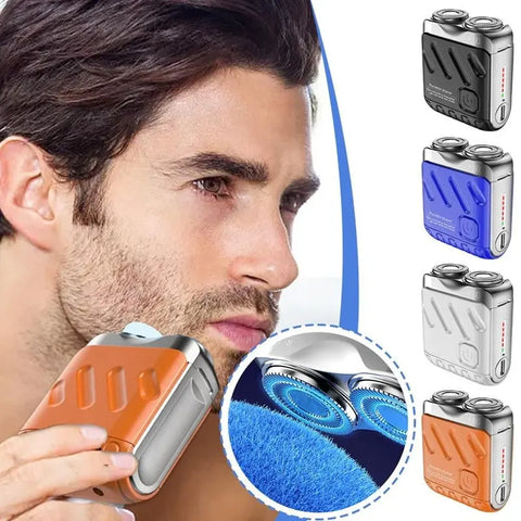 Portable Rotary Dual Ring Electric Shaver Men Travel Mini Shaver Double Floating Magnetic Blade Head Rechargeable Pocket Razors brandscluster