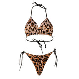 Solid Color Lace-up Bikini Three-point T-back Swimsuit Suit With Chest Pad Beach Womens Clothing brandscluster
