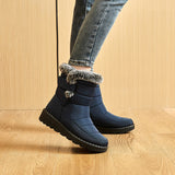 Snow Boots Winter Warm Hook And Loop Fastener Plush Shoes Women Waterproof Low Heels Platform Ankle Boots brandscluster