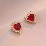 Fashion Micro-inlaid Pendant Ruby Heart Necklace brandscluster