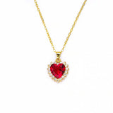 Fashion Micro-inlaid Pendant Ruby Heart Necklace brandscluster