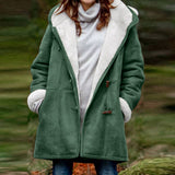 Winter Button Coat Fashion Warm Hooded Jacket With Pockets Women's Clothing brandscluster