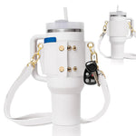 Water Bottle Handle Shoulder Strap For 30-40oz Bottles PU Leather Tumbler Handle Water Bottle Sling Accessory brandscluster
