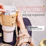Water Bottle Handle Shoulder Strap For 30-40oz Bottles PU Leather Tumbler Handle Water Bottle Sling Accessory brandscluster