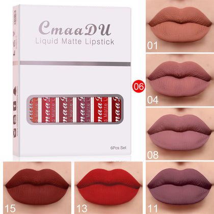 6 Boxes Matte Non-Stick Waterproof Lipstick Set – Long Lasting Lip Gloss for Women brandscluster