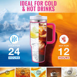 40 Oz Tumbler With Handle Straw Insulated, Stainless Steel Spill brandscluster