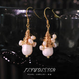 Natural Pearl Embellished Wire-wrapped Earrings Fresh And Sweet brandscluster