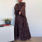 Vietnamese-style Embroidered Heavy-duty Long-sleeve Loose Ruffle Dress brandscluster