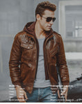 Men's Real Leather Jacket Men Motorcycle Removable Hood ... 4.2 ⭐⭐⭐⭐⭐” 90 ratings - brandscluster
