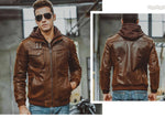 Men's Real Leather Jacket Men Motorcycle Removable Hood ... 4.2 ⭐⭐⭐⭐⭐” 90 ratings - brandscluster