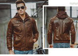 Men's Real Leather Jacket Men Motorcycle Removable Hood ... 4.2 ⭐⭐⭐⭐⭐” 90 ratings - brandscluster
