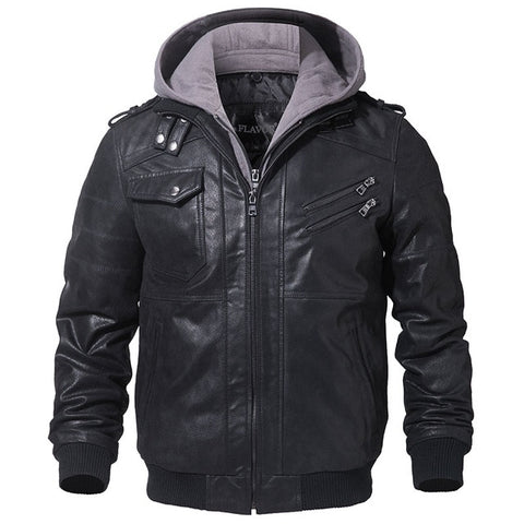 Men's Real Leather Jacket Men Motorcycle Removable Hood ... 4.2 ⭐⭐⭐⭐⭐” 90 ratings - brandscluster