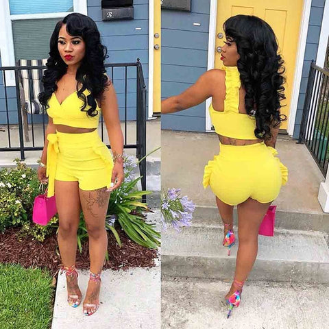 Two Piece Set Summer women crop tops High Waist Shorts ... 4.2 ⭐⭐⭐⭐⭐” 169 ratings - brandscluster